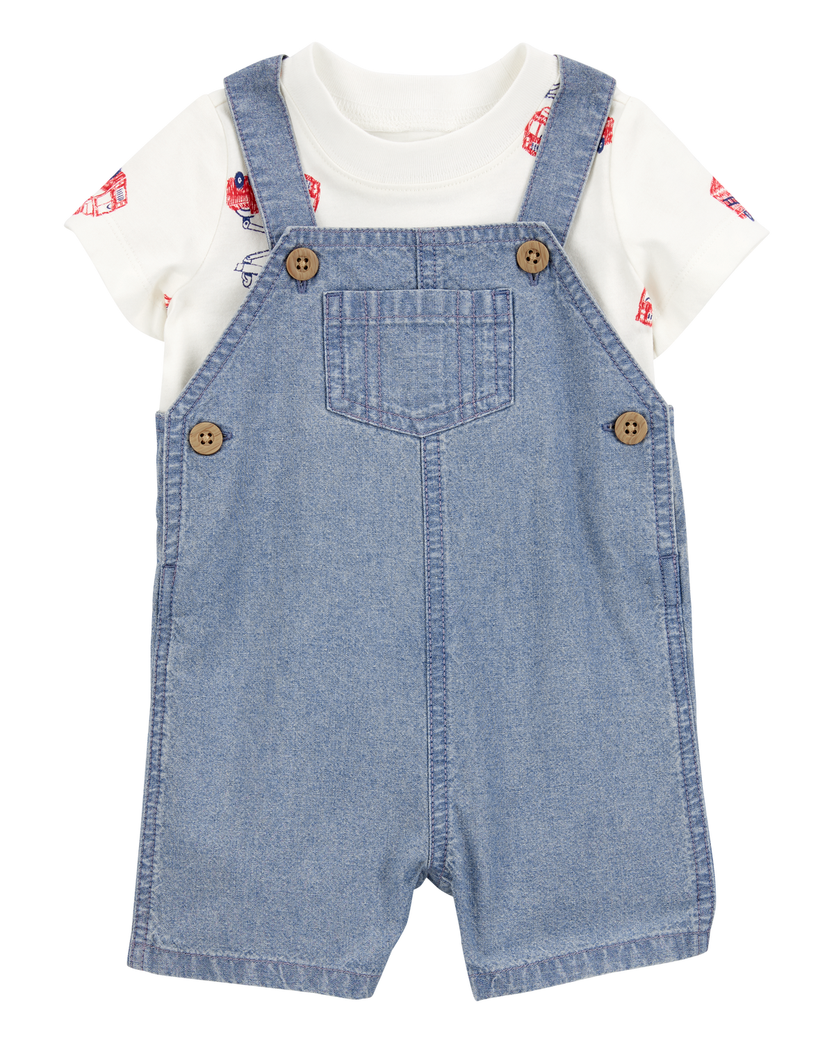 Baby 2-Piece Fire Truck Tee & Shortall Set - Grey - Carter's Baby 2-Piece Fire Truck Tee & Shortall Set - Grey - Carter's