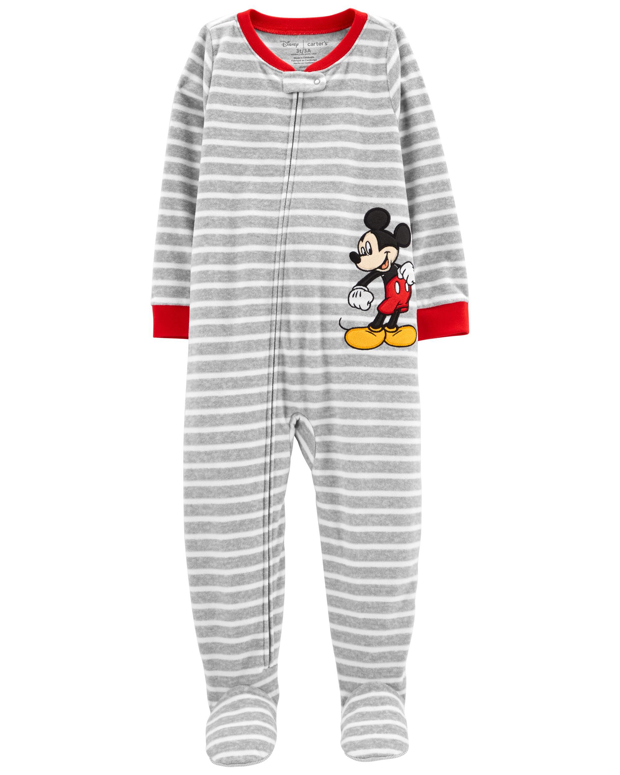 Baby 1 Piece Mickey Mouse Fleece Footie Pajamas