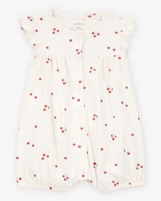 Product image 1 of Baby Tomato Print Short-Sleeve Cotton Romper - Ivory