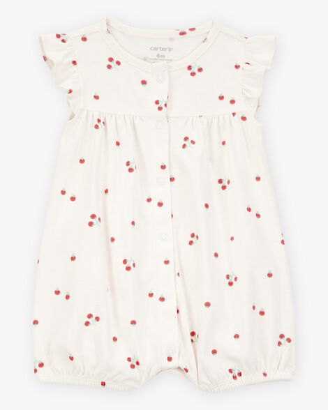  Product image 1 of Baby Tomato Print Short-Sleeve Cotton Romper - Ivory