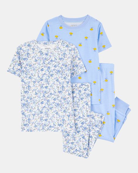 toddler girl 4-piece floral cotton pajamas