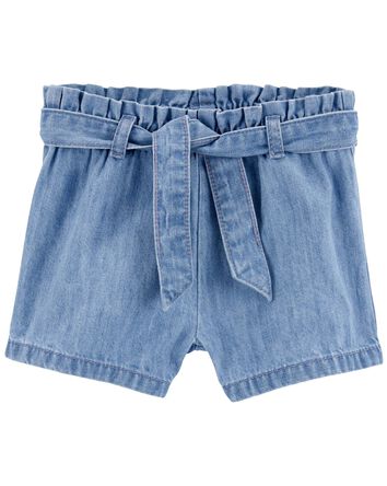 Baby Paperbag Belted Chambray Shorts