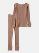 Brown - Kid PurelySoft Long-Sleeve 2-Piece Pajamas - Brown, Selected