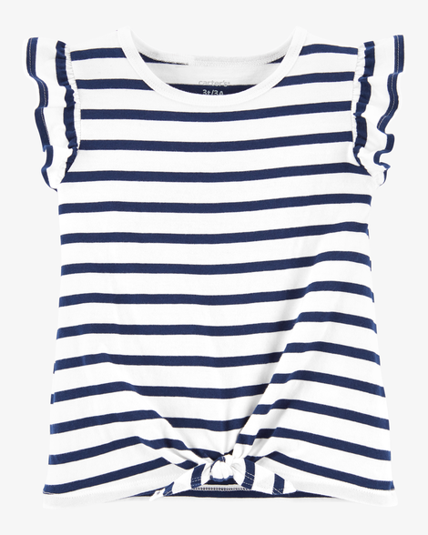 striped tie-front tee