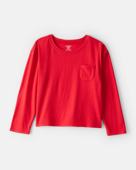 girls pocket tee - red