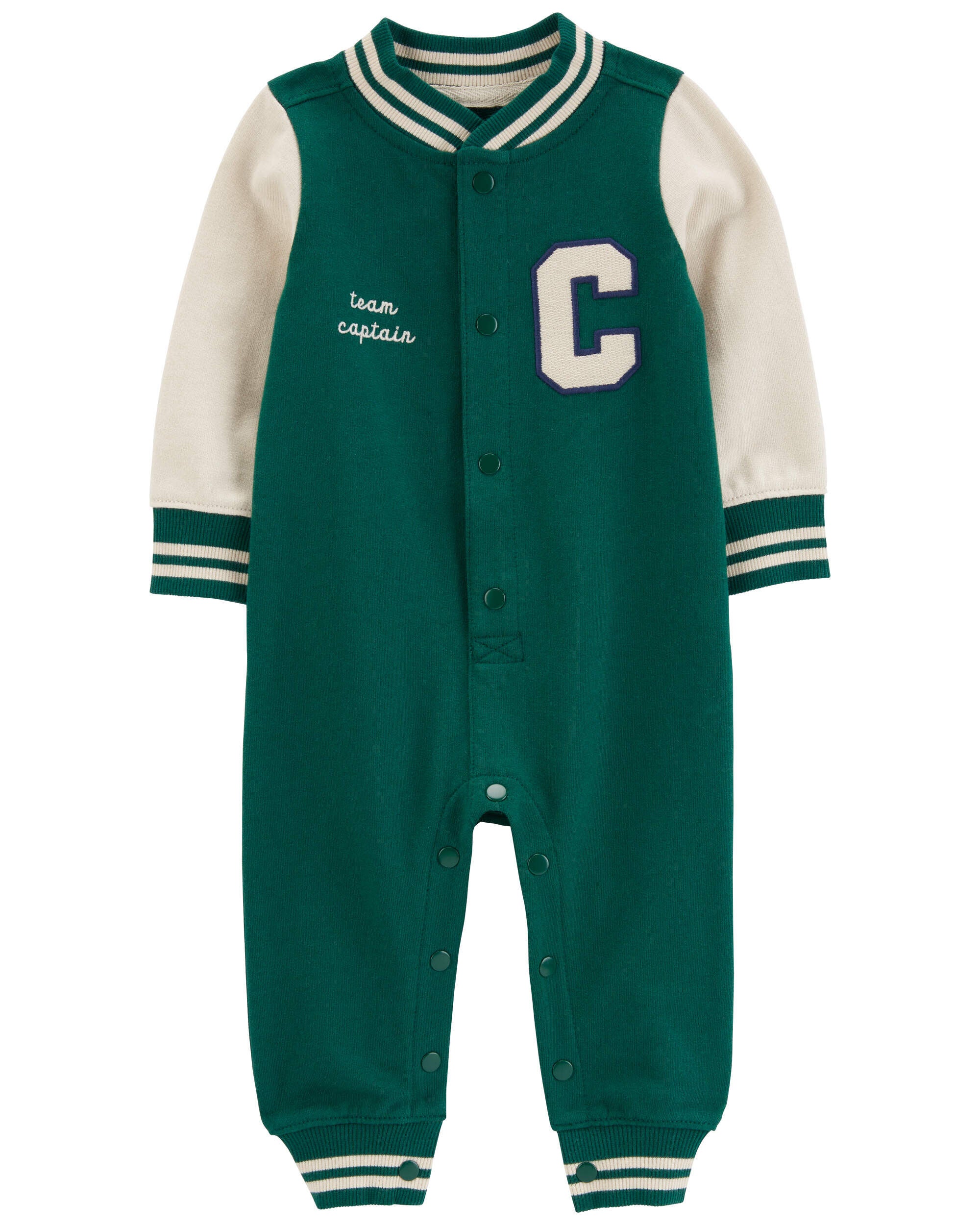 Carter s Baby Boys Varsity Knit Jumpsuit Green Newborn Cotton