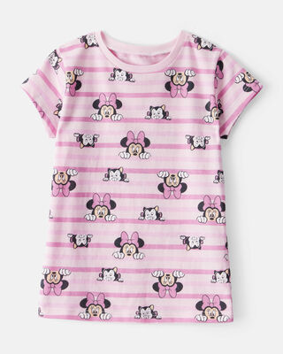 Product image 1 of Toddler Striped Minnie Short Sleeve Graphic Tee - Pink