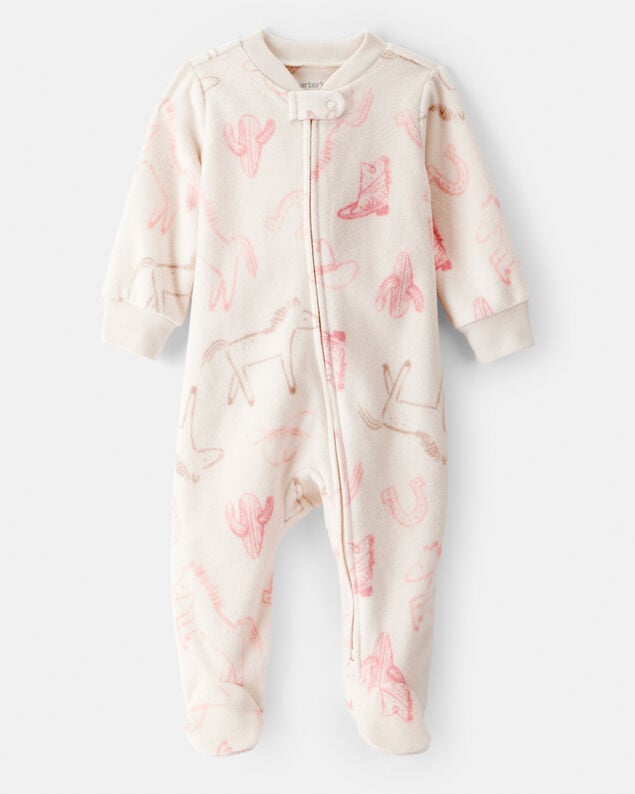 Product image 1 of Baby Girl Cowgirl Print Loose Fit Long-Sleeve Sleep & Play - Cream
