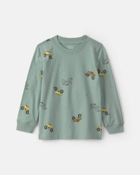 toddler boy monster truck long-sleeve t-shirt - green
