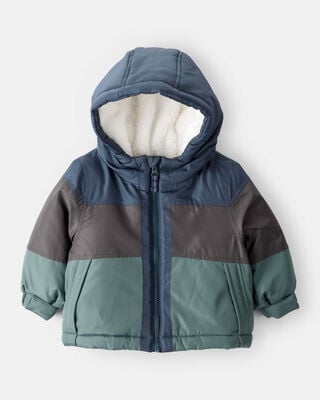 Baby Boy 2-Piece Color Block Hooded Snowsuit Jacket & Bib Set - Brown/Black