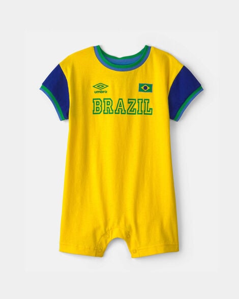 baby umbro brazil soccer romper - blue/yellow/green