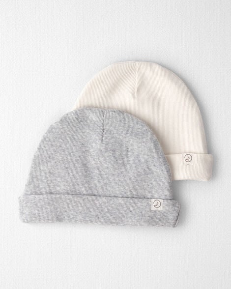 Baby 2-Pack Organic Cotton Rib Caps