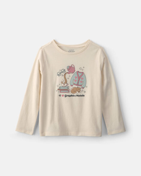 girls graphic novels long-sleeve graphic tee - cream