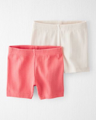 Product image 1 of Baby 2- Pack Organic Cotton Ribbed Pedal Shorts