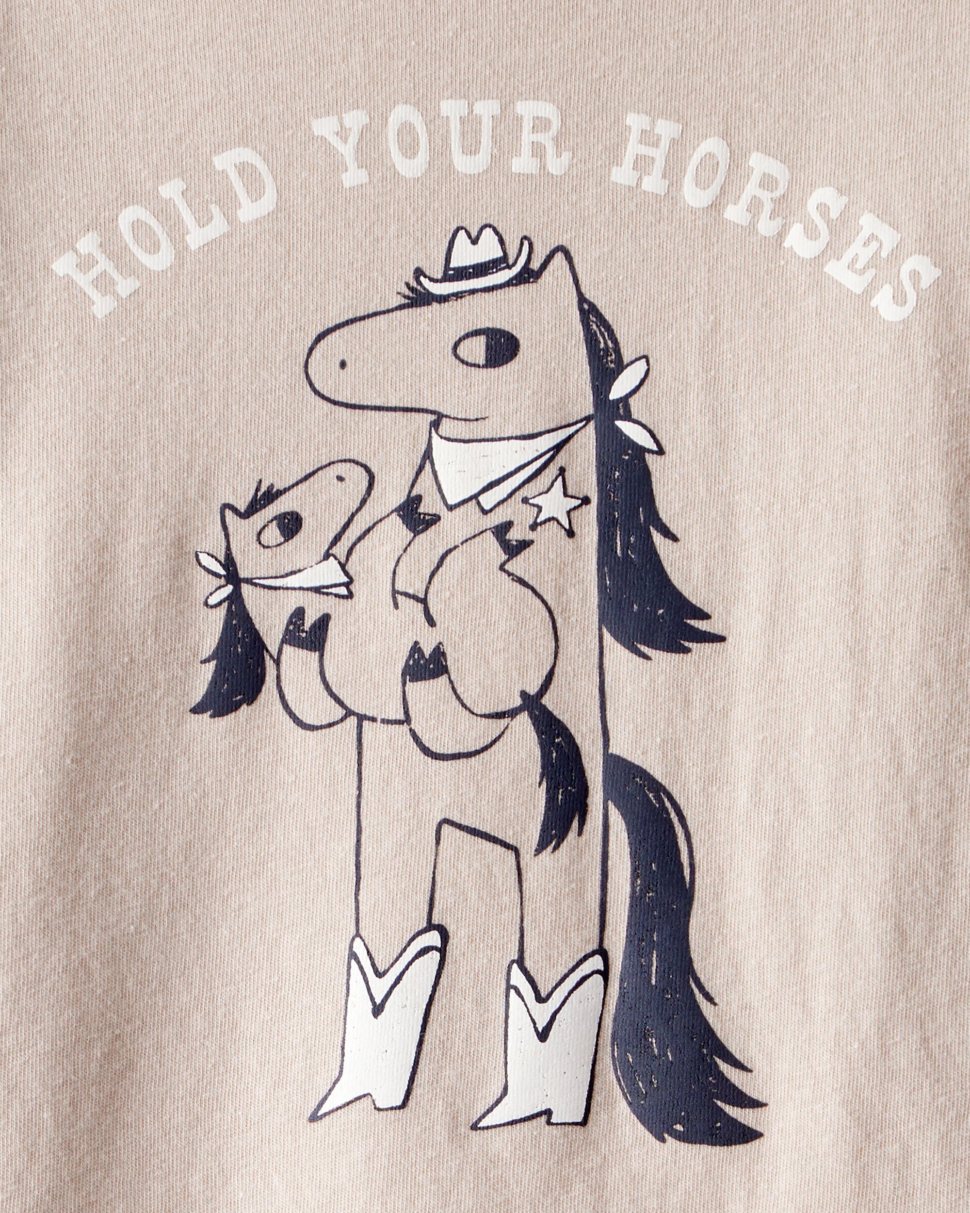Toddler Boy Hold Your Horses Long-Sleeve Graphic Tee - Tan