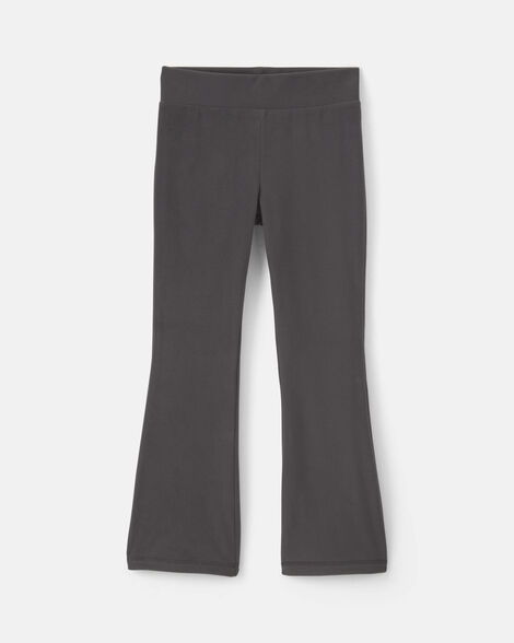 girls fleece wide-leg pants - black