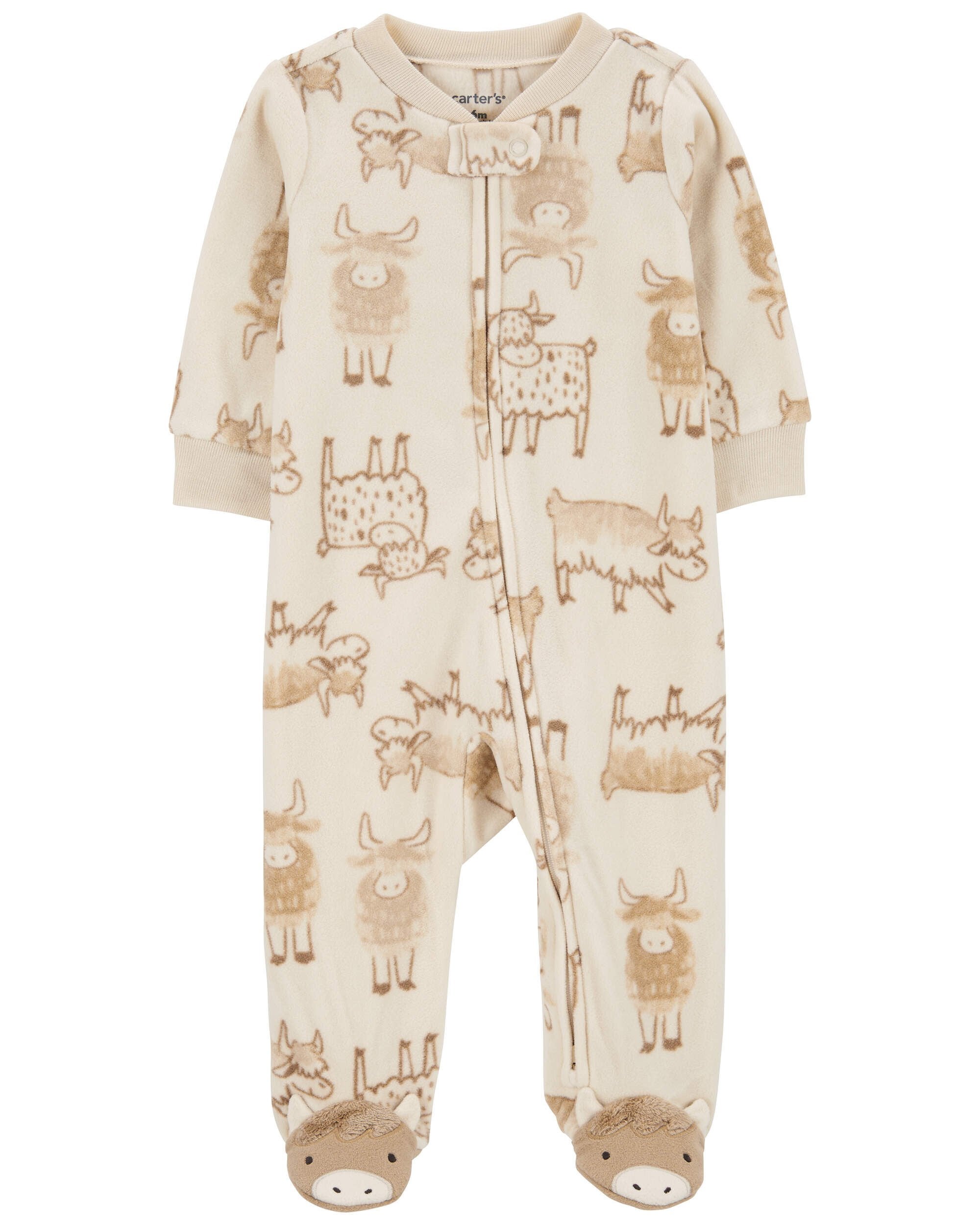 Baby Highland Cow 2 Way Zip Fleece Sleep Play Pajamas Carter s Carter s