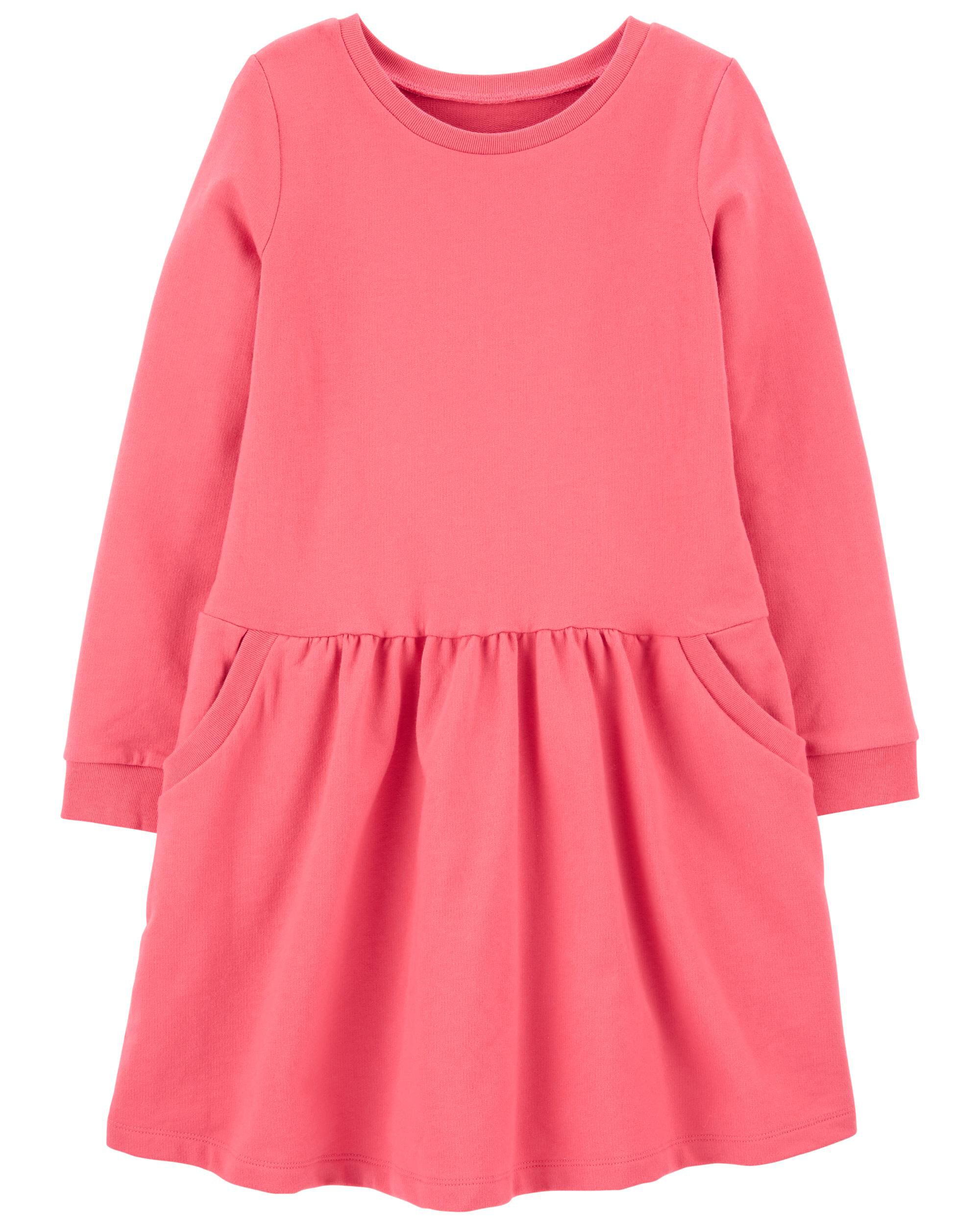 Pink Kid Long-Sleeve Cotton Dress 