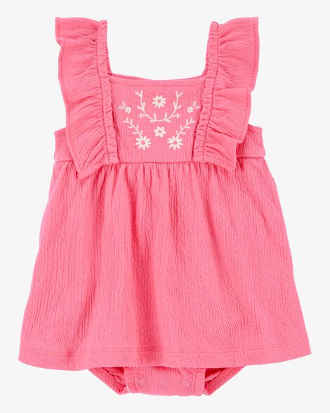  Product image 1 of Baby Floral Flutter Bodysuit Dress - Pink