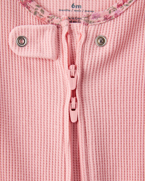 Baby Girl Floral Print Cotton Long-Sleeve 2-Way Zip Sleep & Play - Pink