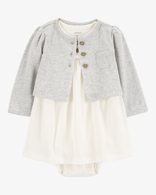 Product image 1 of Baby 2-Piece Bodysuit Dress & Cardigan Set