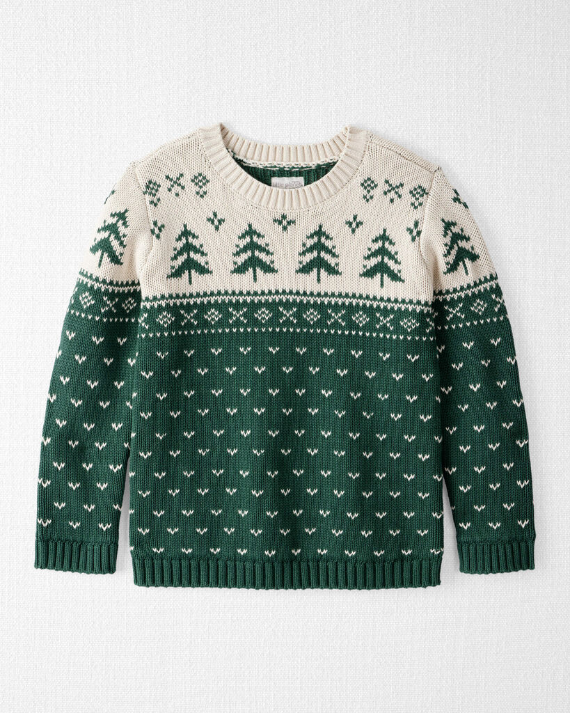 Little Planet Kids Organic Cotton Fair Isle Sweater Knit Pullover 6 Green Fair Isle
