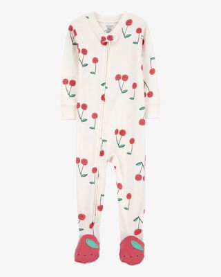 Product image 1 of Toddler Cherry Print Snug Fit Cotton Footie 1-Piece Pajamas