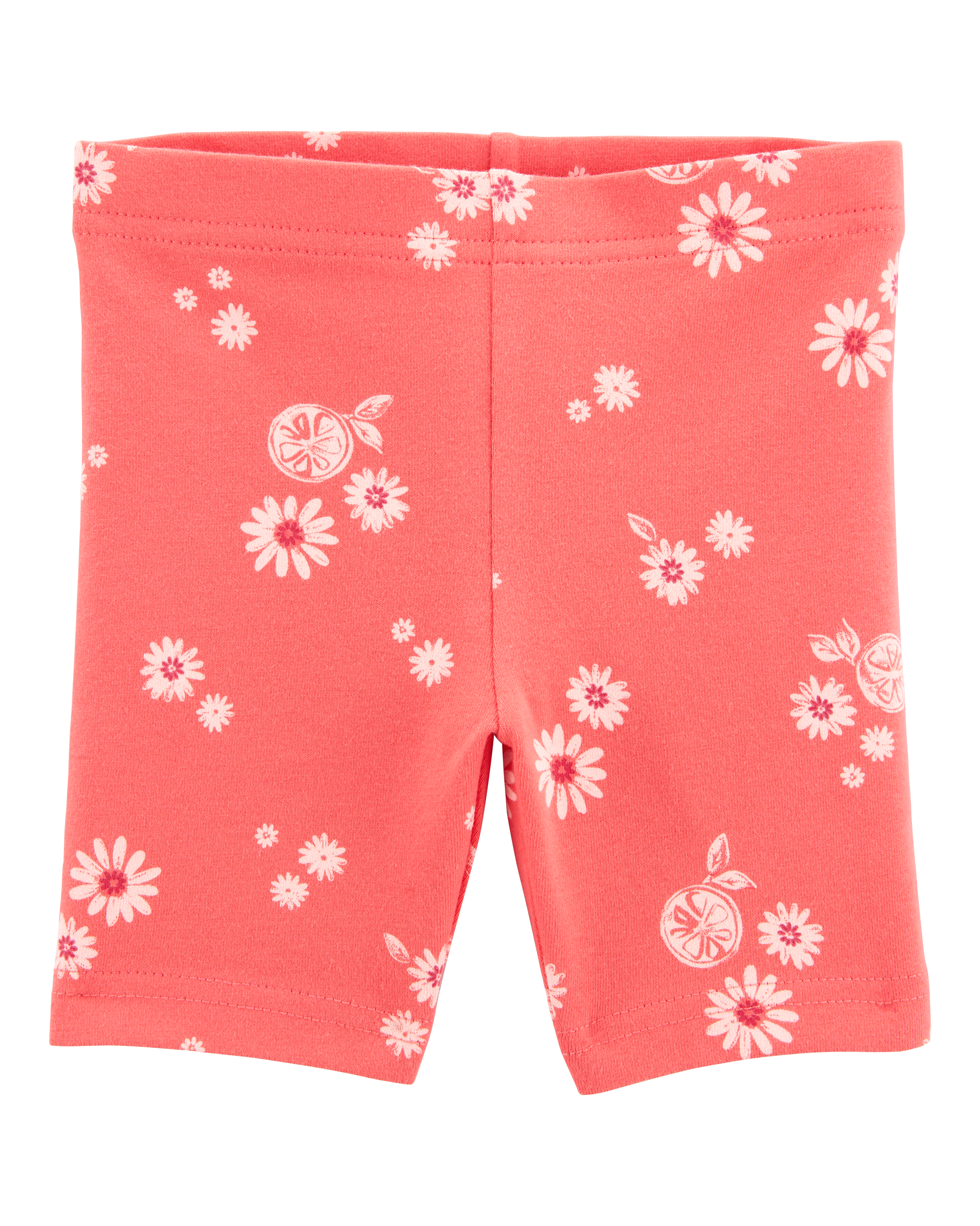 Baby Girl Floral Bike Shorts - Orange