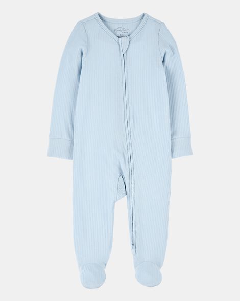 baby boy solid 2-way zip purelysoft sleep & play pajamas - blue