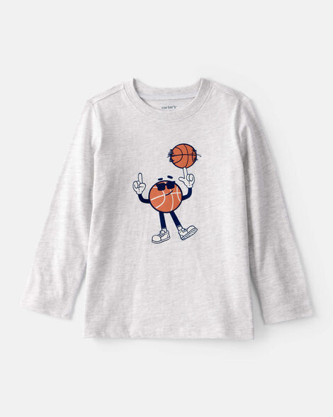 toddler boy basketball long-sleeve graphic tee - grey