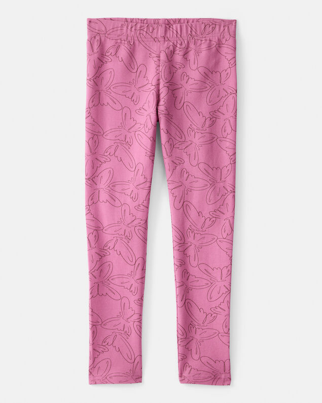Product image 1 of Girls Butterfly Print Cotton Pull-On Stretch Leggings - Pink