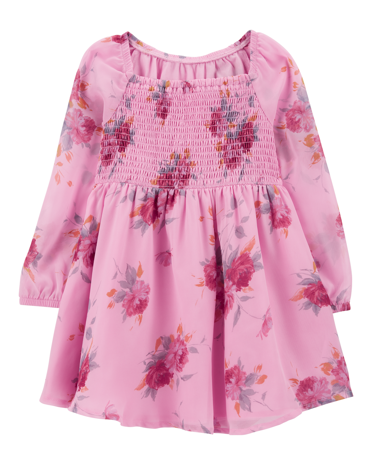 Toddler Floral Chiffon Long Sleeve Dress Pink OshKosh Carter s