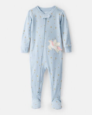 Toddler Girl Unicorn Print 100% Cotton Long-Sleeve 4-Piece Pajamas - Purple