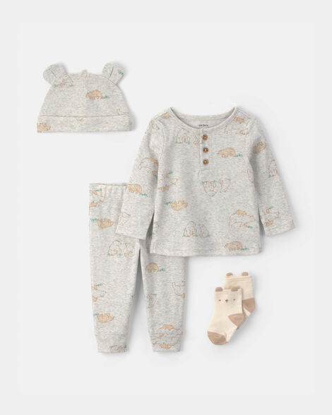 baby 4-piece bear layering set - grey