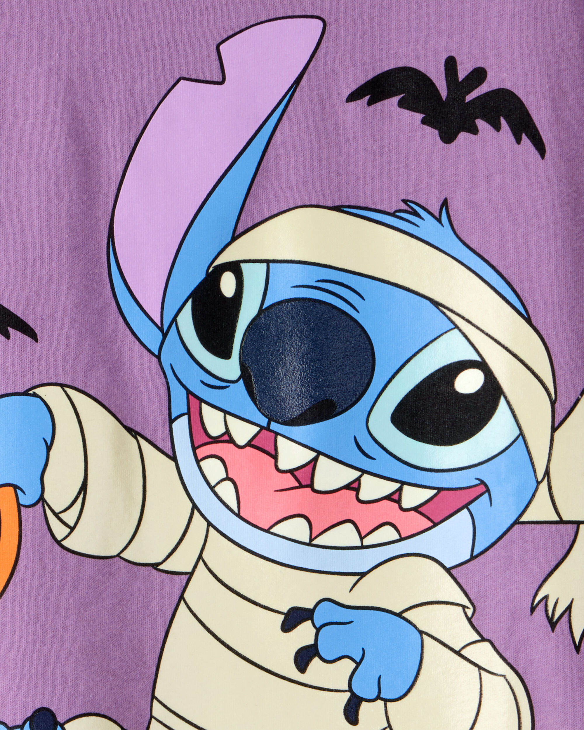 Girls Glow-In-The-Dark Halloween Disney© Lilo & Stitch Mummy Short-Sleeve Graphic Tee - Purple