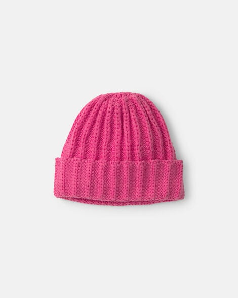 baby girl ribbed beanie - pink