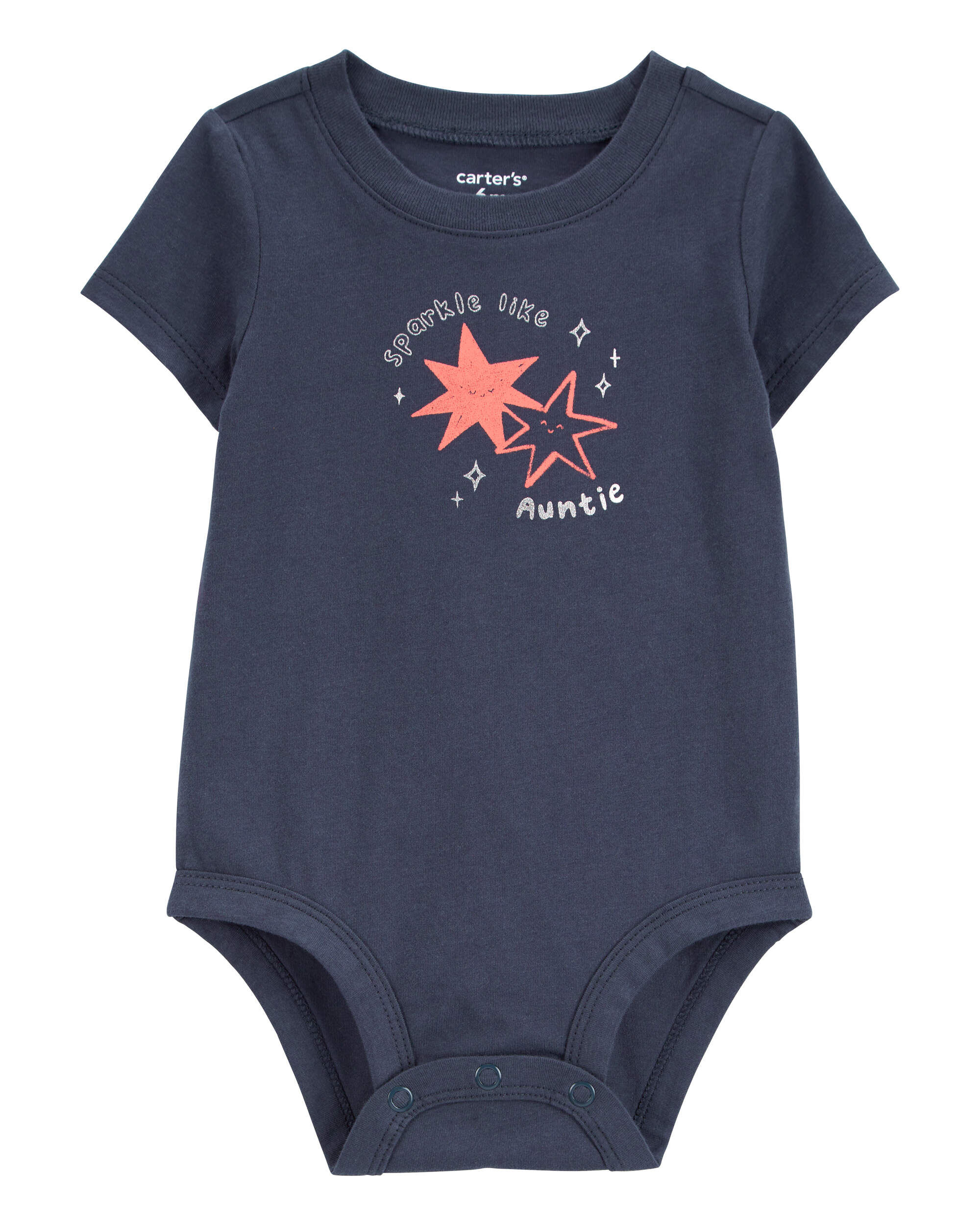 Baby Sparkle Like Auntie Short-Sleeve Bodysuit - Gray