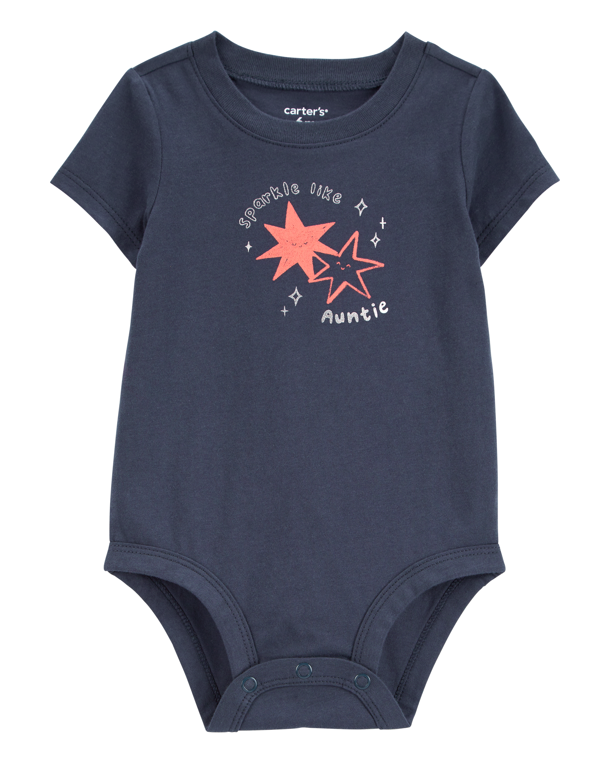 Baby Sparkle Like Auntie Short-Sleeve Bodysuit - Gray