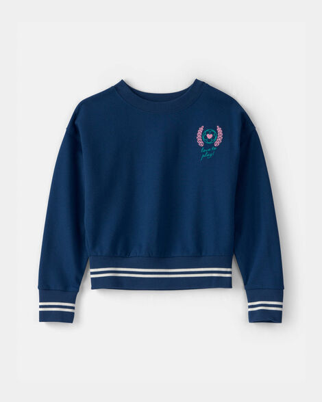 girls french terry pullover sweatshirt - blue
