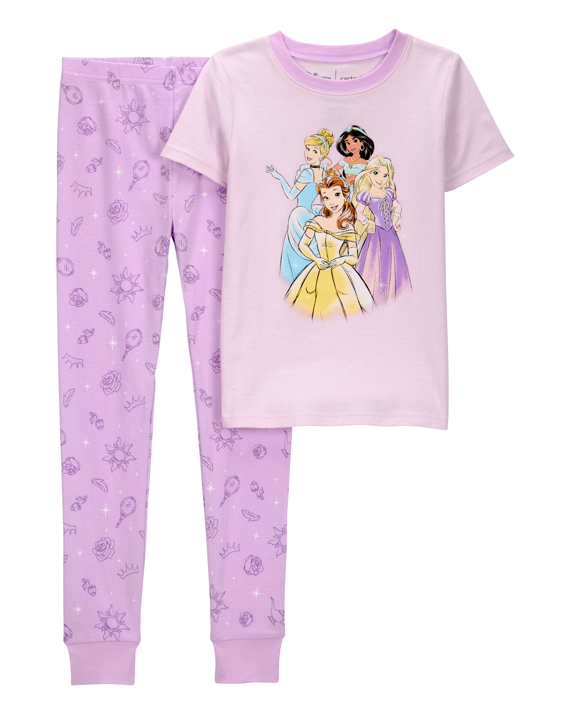 Kid Disney Princess Snug Fit Cotton 2-Piece Pajamas - Purple