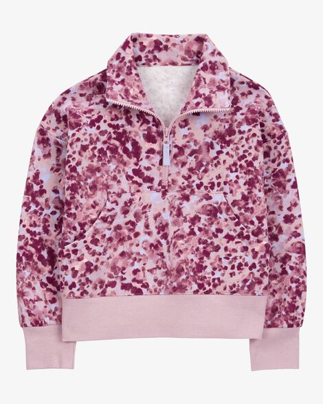  Product image 1 of Kid Floral Half-Zip Fleece Pullover - Purple