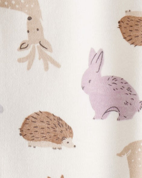 Baby Girl Fox Print 100% Cotton Long-Sleeve Sleep & Play - Ivory
