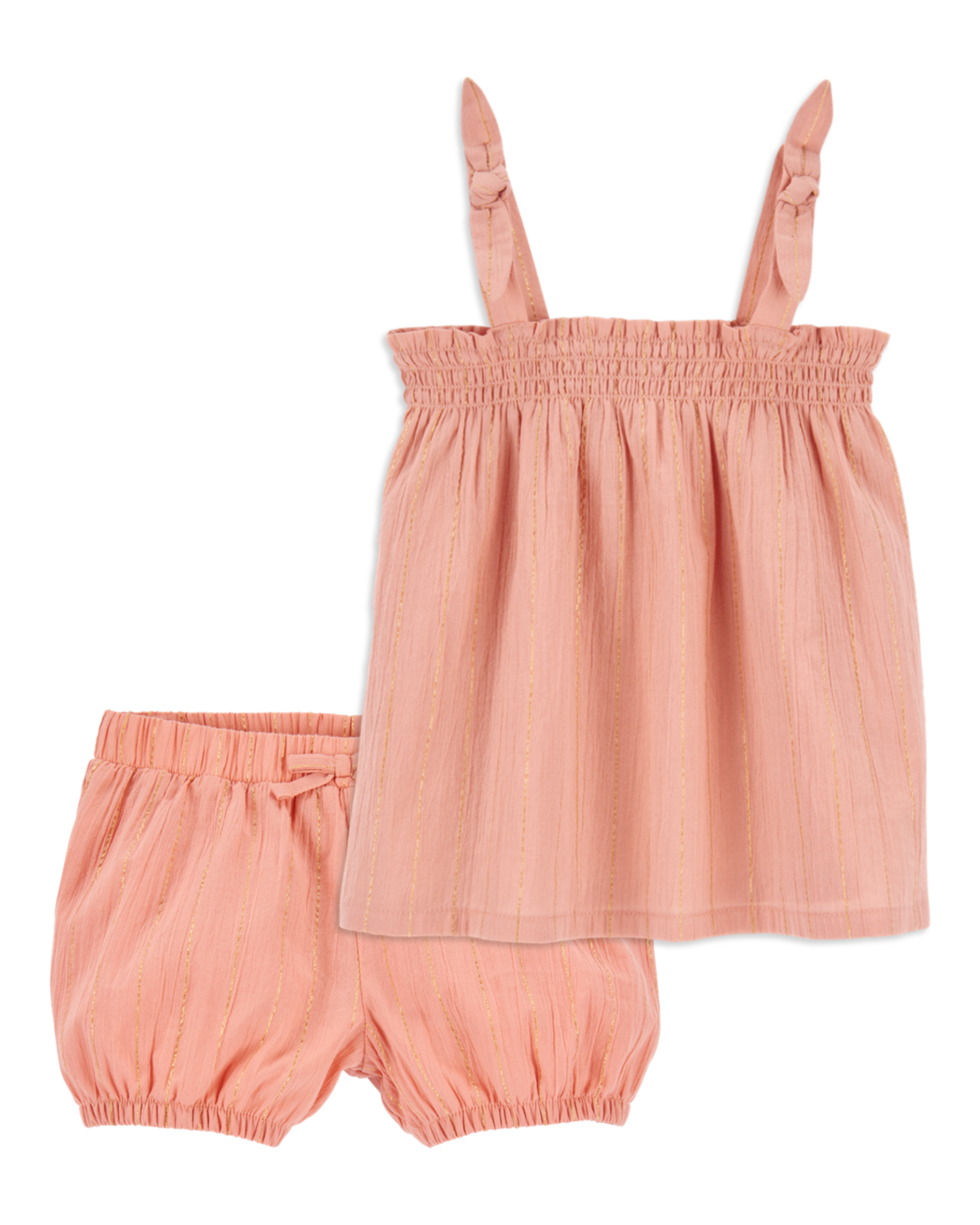 Baby 2-Piece Boho Chic Gauze Tank & Pull-On Woven Shorts Set - Orange