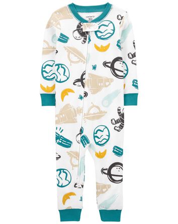Toddler 1-Piece Space 100% Snug Fit Cotton Footless Pajamas