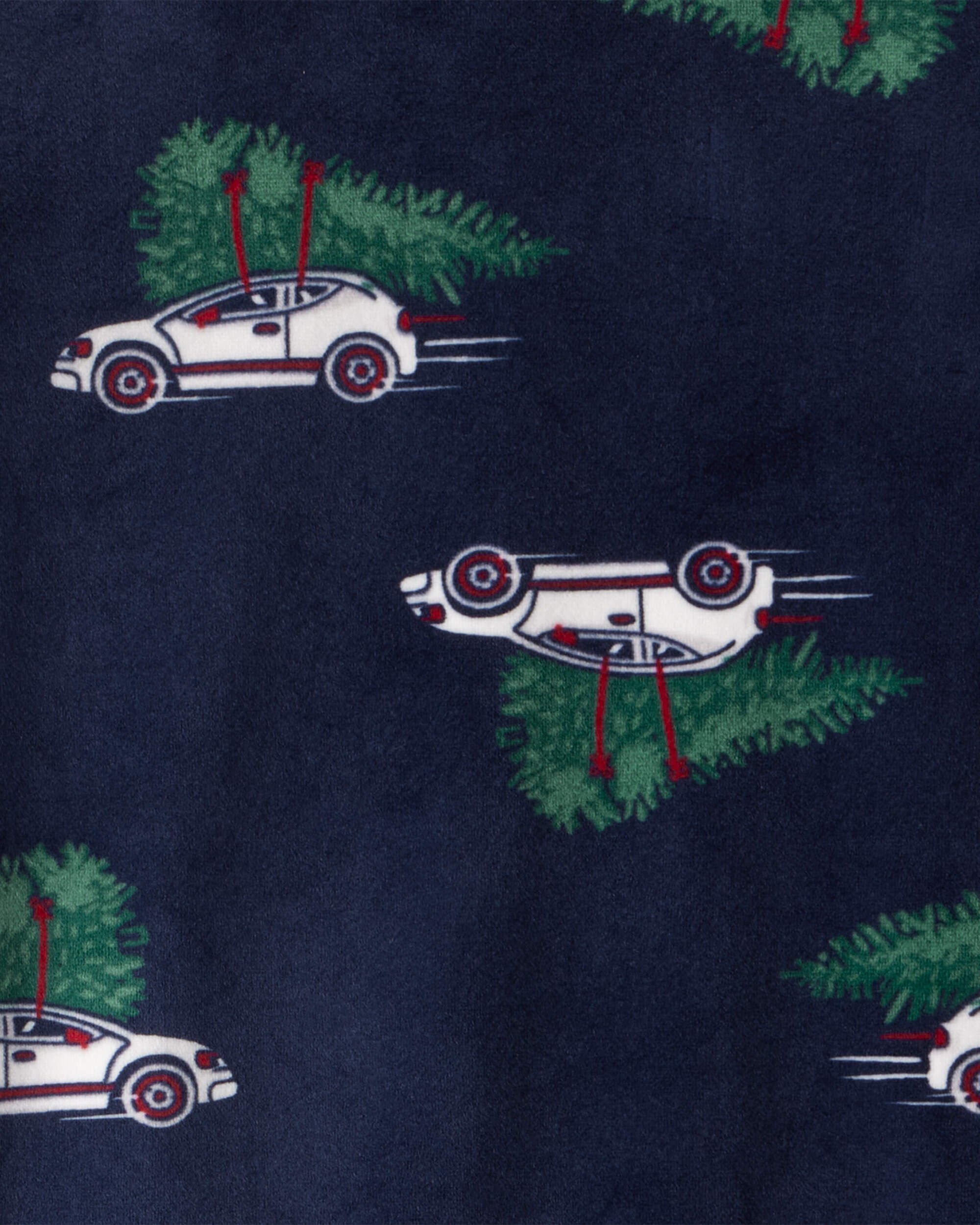 Toddler Boy Christmas Cars Velour Long-Sleeve Snug Fit 2-Piece Pajamas - Navy