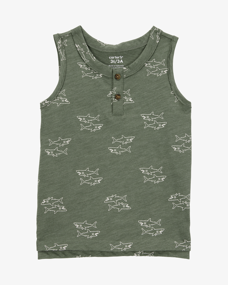 toddler shark sleeveless slub jersey tank