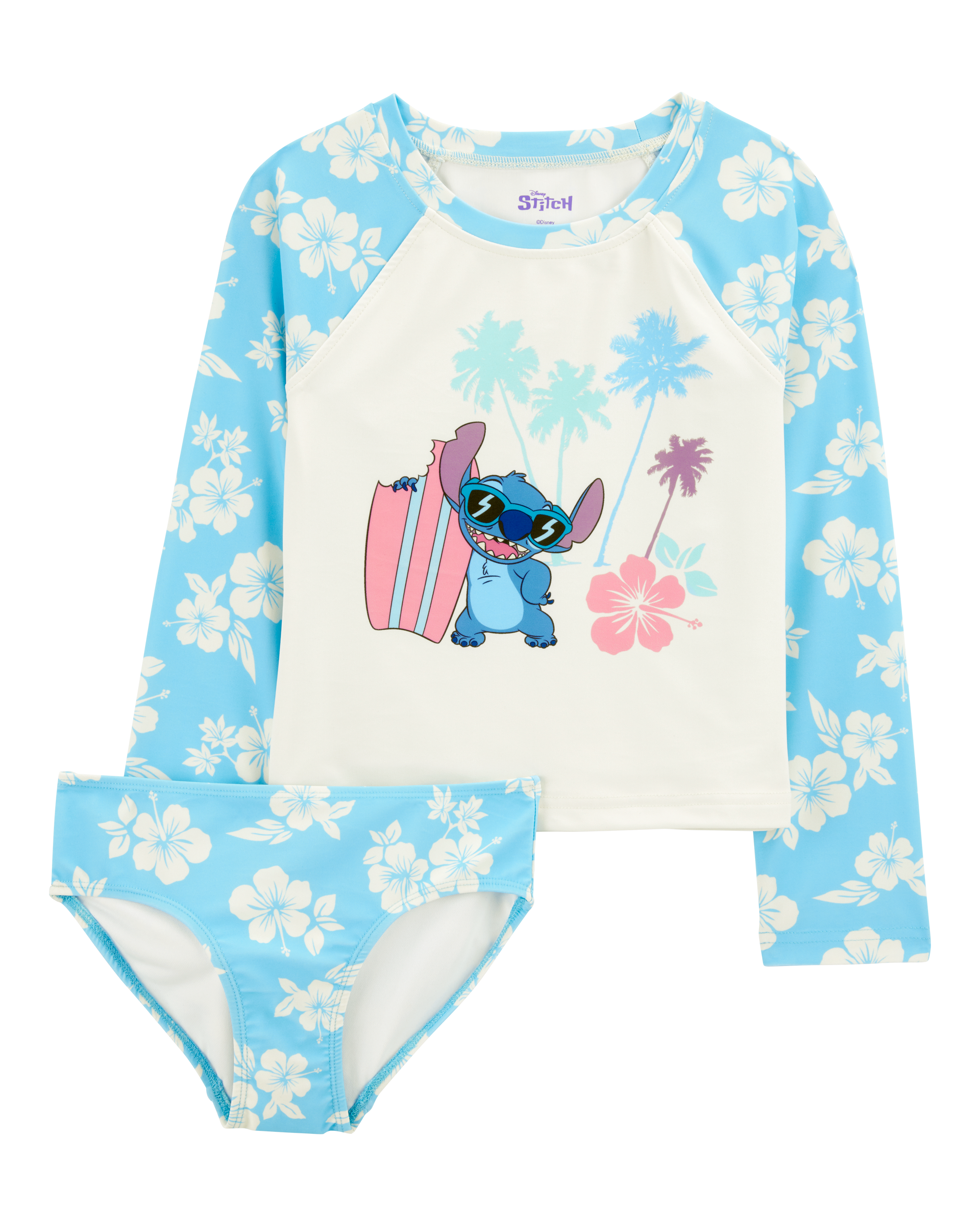 Kid Disney© Lilo & Stitch 2-Piece Rashguard Swimsuit Set - Blue