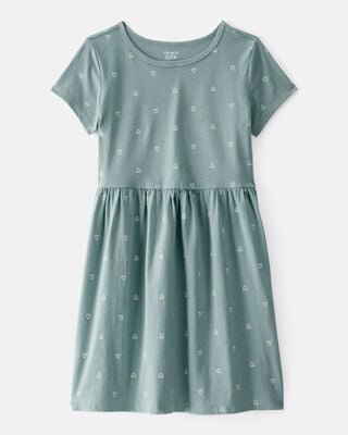 Product image 1 of Girls Heart Print Short-Sleeve Dress - Green