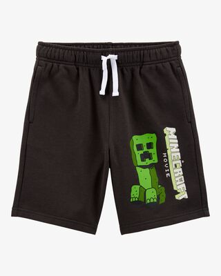 Product image 1 of Kid Minecraft Print Drawstring Shorts - Black