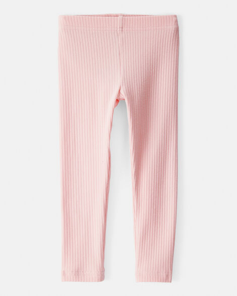 toddler girl cotton ribbed stretch leggings - pink